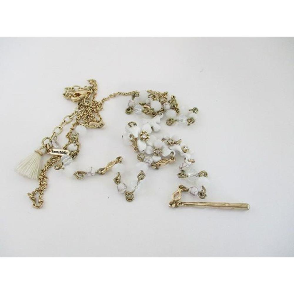 Lonna & Lilly 28" + 3" Goldtone Necklace with White Flower and Jeweled Accents